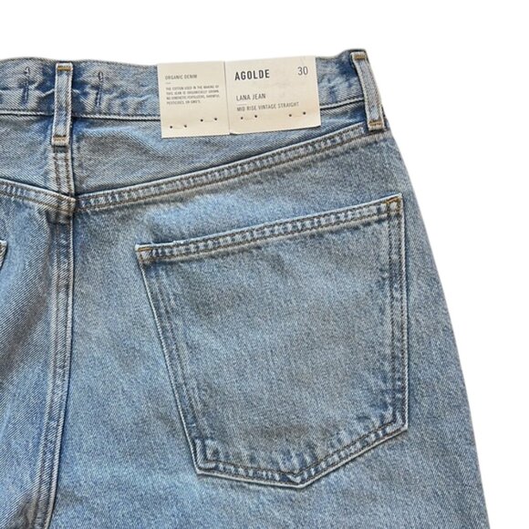 AGOLDE LADIES LANA MID RISE VINTAGE STRAIGHT LEG JEANS FICTION BLUE - Picture 5 of 6